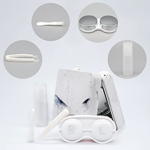 Vastsoon Contact Lens Case, Portable Cute Eye Contacts Colored Lenses Applicator Remover Tool Kit with Mirror Solution Bottle for Travel Daily Outdoor (Square, Silver) - color: Square,Silver