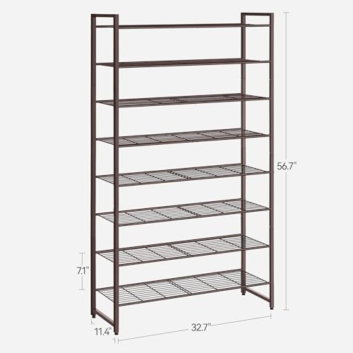 Nunsino Shoe Rack for Closet, Metal Shoe Organizer, 8 Tier Garage Shoe Rack Max Holds 40 Pairs,Shoe Storage Shelf,Entryway, Bronze - color: Bronze, size: 8 Tier