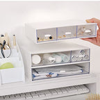 Desk Organizer-Stackable Storage Drawers, Plastic Compact Desk Storage Box Perfect for Collection Small Item/Cosmetic Office Organizer - 3 drawers (White) - size: 9*6.5*2inch - 3 Compartment