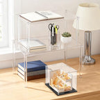 Clear Cabinet Organizer, 4 Pack Acrylic Cabinet Organizer and 1PC Acrylic Display Box, Stackable Spice Rack Organizer Shelf for Kitchen Dishes, Spices, Soda Cans and Bottles