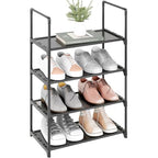 Upgrade Stackable Small Shoe Rack, 4-Tier Shoe Shelf Storage Organizer with Handle for Entryway, Hallway and Closet (Black) - size: 4-Tier(Black)