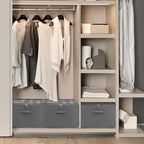 Fabric Shoe Organizer for Closet, Foldable Shoe Storage Bins with Clear Cover, Shoe Container with Adjustable Dividers, Fits up to 16 Pairs, Gray