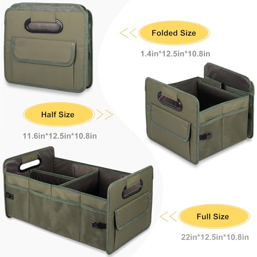 JiatuA Car Trunk Organizer, Car Organizers and Storage Collapsible Multi Compartment Container Box, Adjustable Car Accessories for SUV Sedan Truck, Standard Size, Green - color: Green, size: Standard