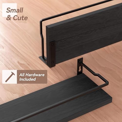 RICHER HOUSE Bathroom Shelves, Black Floating Wall Shelf Organizer Over Toilet Storage with 2 Shelves - color: Black