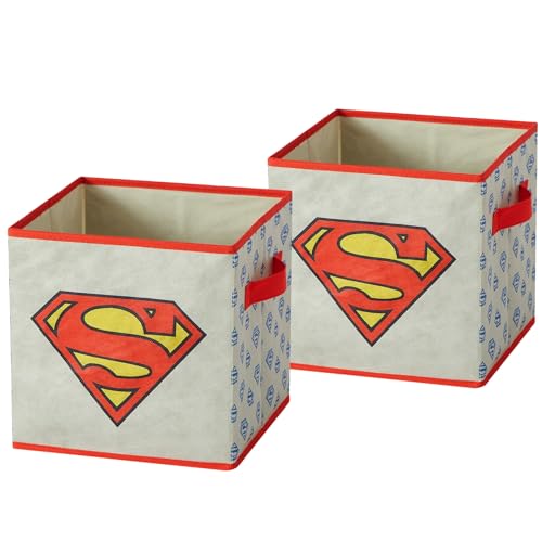 Superman Kids Storage Cubes, 2 Pack Foldable Fabric Bins with Handles, Collapsible Organizer Boxes for Bedroom, Playroom & Nursery, Durable Kids Storage Solution - color: Superman