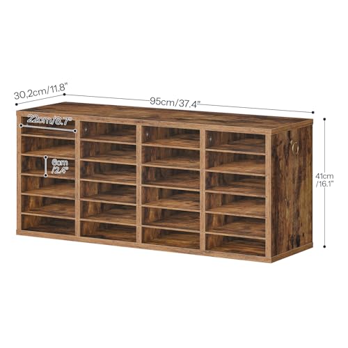 HOOBRO Literature Organizers, 24 Compartments Office Mailbox with Adjustable Shelves, Wood Countertop Literature Sorter for Office, Home, Classroom, Mailrooms Organization Rustic Brown FG64WF01 - color: Rustic Brown, size: 37.4"L