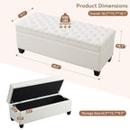 WUTUTUEE 51" Fabric Storage Ottoman Bench, Upholstered Rectangle End of Bed Storage Ottoman Tufted Living Room Bedroom Bench with Safety Hinge, Solid Wood Legs, Loads 500 lb(Beige) - color: Beige-fabric