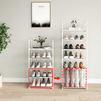 5-Tier Stackable Shoe Rack, Narrow Shoe Stand for 10-12 Pairs Shoe and Boots Organizer Storage Shelf Space Saving for Closet, Entryway and Hallway(White) - size: 5-Tier(White)