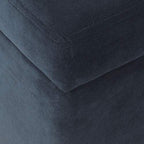 HomePop Large Upholstered Rectangular Storage Ottoman Bench with Hinged Lid, Navy - color: Navy