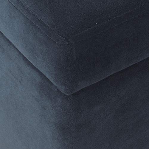 HomePop Large Upholstered Rectangular Storage Ottoman Bench with Hinged Lid, Navy - color: Navy