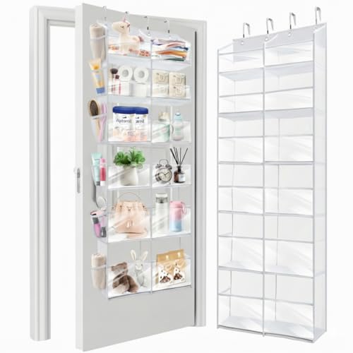 HOMELUX THEORY UPGRADED 6 Tiers Over The Door Organizer Hanging - 100D EXTRA THICK & 50lbs HUGE CAPACITY, 12 Side Mesh Pockets Over The Door Shoe Organizer, Hanging Closet Organizer (Transparent, XL) - color: 6. Transparent, size: XL 1 set