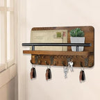 Mail Key Holder Wall Mount Wood Storage Shelf, Stylish Home Organization, Practical Decor Entryway Living Room Hallway Laundry Room Garage Wall Organizer for Letters Bills Wallets Accessories Use