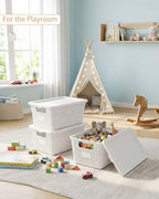 Plastic Storage Baskets with Lids [6-Pack] – Stackable Organizing Bins with Secure Snap-On Lids for Pantry, Bathroom & Closet | 11"x7"x5" Bins Hold 25lbs, Dustproof & Water-Resistant, White - color: White