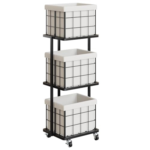120L Vertical Rolling Laundry Hamper with Removable Bags, 3 Section Laundry Basket with Wheels, Slim Tall 3 Tier Laundry Sorter for Small Spaces, Dorm, Laundry Room, Bathroom, Closet, White - color: White, size: 3 Tier