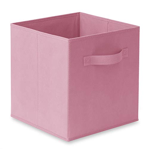 Casafield Set of 6 Collapsible Fabric Cube Storage Bins, Light Pink - 11" Foldable Cloth Baskets for Shelves, Cubby Organizers & More - color: Light Pink, size: 10.5" x 10.5" x 11"