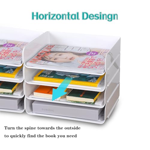 4 Tiers Stackable A4 Paper Trays, Office Desk File Holder, Tidy File Document Letter Book Paper Organizer (4 Tiers,White) - color: White, size: 4 tiers
