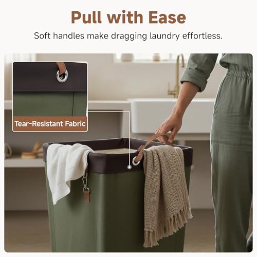 StorageWorks 160L Laundry Basket with Wheels, Large Rolling Hampers for Clothing Organizer, Dirty Clothes Basket for Hotel, Home, Closet, Dorm, Green - color: Green, size: 160L