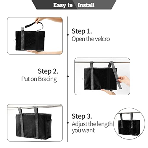 Bseash Bunk Bed Organizer, Bedside Caddy Hanging Bed Organizer Storage Bag with 4 Pockets and 2 Hooks, for College Dorm Rooms Bed, Hospital Bed, Baby Bed Rails, 600D Oxford Cloth (Black) - color: Black, size: Small