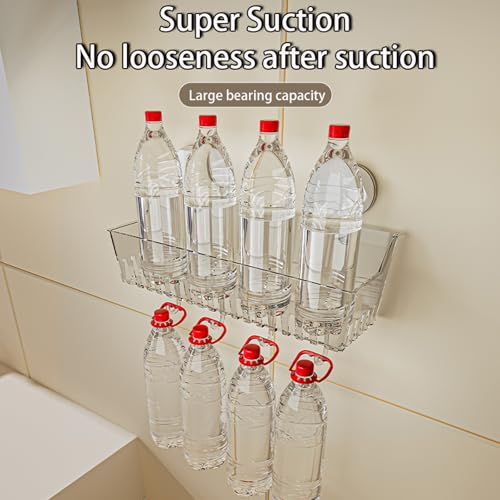No Drill Bathroom Suction Storage Box, Strong Load-Bearing Shower Caddy Suction Cup Storage Rack with Drain Holes, Removable Hanging Wall Mount Shower Caddy Organizer for Bathroom, Kitchen