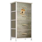 DWVO Dresser with 4 Drawers - Fabric Storage Tower, Organizer Unit for Bedroom, Hallway, Hallway, Closets - Sturdy Steel Frame, Wooden Top & Easy Pull Fabric Bins - color: Oak Greige, style: 4-Drawer