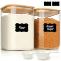 ComSaf 2Pcs Large Glass Storage Containers with Lids 4Qt, 1 Gallon Wide Mouth Flour Sugar Storage Containers, Large Capacity and Sealed for Rice, Cereal, Oat, Easy Clean and Scoop, Pantry Organization - size: 4Qt*2