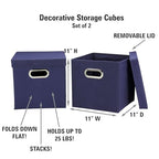 Household Essentials 33-1 Decorative Storage Cube Set with Removable Lids | Navy | 16-Pack - size: 2 Count (Pack of 8)