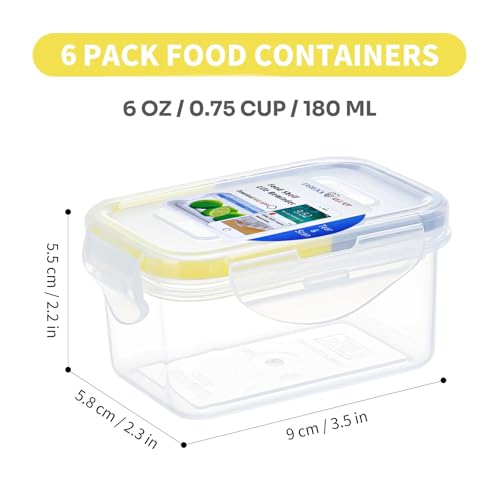 KIGI Small Plastic Food Storage Container for Snack, Lunch & Meal Prep, BPA-Free, Airtight lids, Rectangular Leak-Proof Mini Bento box, 6 oz / 0.75 Cup, 12 Piece Set - size: 0.75 cup (12-Piece) B
