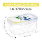 KIGI Small Plastic Food Storage Container for Snack, Lunch & Meal Prep, BPA-Free, Airtight lids, Rectangular Leak-Proof Mini Bento box, 6 oz / 0.75 Cup, 12 Piece Set - size: 0.75 cup (12-Piece) B