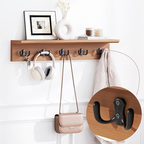 PETKABOO 31.5" Shoe Bench with Coat Rack Hidden Drawer and Side Holder, 2 Tier Entryway Bench with Storage 39.4 in, Bamboo Shoe Rack with Cushion for Entryway Hallway Living Room Bedroom - size: 31.5 in with Hook