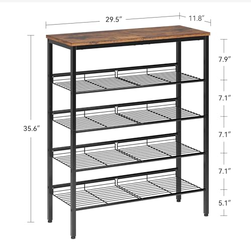 Nunsino Shoe Rack for Closet,5 Tier Shoe Organizer for Entryway,Shoe Shelf with Storage Shelves and Spacious Top,Max Holds 20 of Shoes,Rustic Brown - color: Rustic Brown, size: 5 Tier