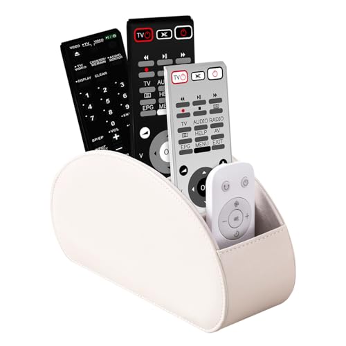 BONNY DODO Remote Control Holders Organizer Box with 5 Compartment PU Leather Multi-functional Office Desk Storage Caddy Store Tv Remote for Media Player,Brush,Pencil,Glassees&Office Supplies (Begin) - color: Begin, size: S