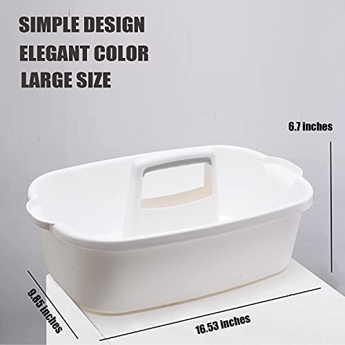ALINK Large Plastic Shower Caddy Tote, Portable Storage Caddy Basket Organizer with Handle for Dorm, Bathroom, Tool, Garden, Kitchen, Cleaning Supplies - White - color: White