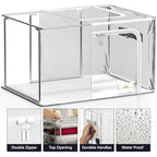 Sorbus Storage Bins with Metal Frame - Stackable & Foldable Clothes Organizer Bags - Clear Soft Plastic Storage Containers (4 Pack, Medium) - size: Medium, style: 4 Pack