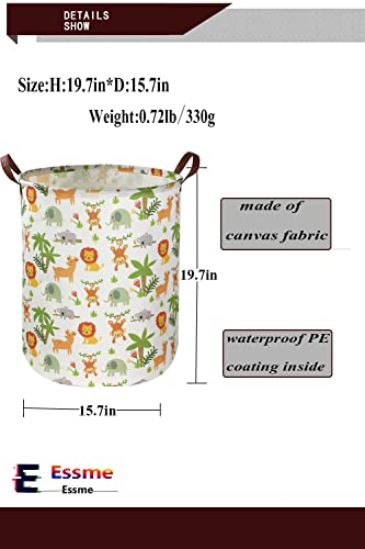Essme Kids Laundry Hamper,Jungle Laundry Basket Collapsible Greeen Hamper for Kids Room Decor, Animal Hamper,Woodland Storage Basket, Nursery Hamper,Gift Baskets.(Jungle animal) - color: Jungle animal