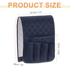 uxcell 1 Pcs Recliner Armchair Caddy, Couch Armrest Organizer with 5 Pockets for Bedside Sofa Remote Control Holder Magazine Phone Book Glasses (Dark Blue, 35"x13") - color: Dark Blue