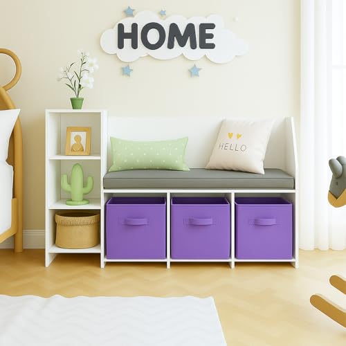 PowerKing Collapsible Storage Cubes with Handles, Fabric Foldable Bins for Closet Shelves, Durable Organization Storage Bins, 10.5'' x 11'' x 10.5'' (2Pack, Violet) - color: Violet, size: 2Pack