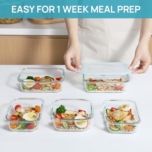 Vtopmart 8 Pack Glass Food Storage Containers with Airtight Lids, Glass Meal Prep Containers, Lunch Containers for Microwave, Oven, Freezer and Dishwasher, BPA Free - color: Multi-colors