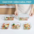 Vtopmart 8 Pack Glass Food Storage Containers with Airtight Lids, Glass Meal Prep Containers, Lunch Containers for Microwave, Oven, Freezer and Dishwasher, BPA Free - color: Multi-colors