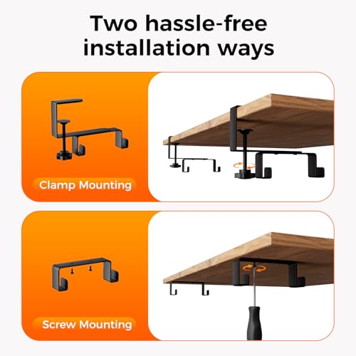 Cable Management Tray Under Desk, 38" No Drill Cable Organizer with Clamp/Screw Mount,Wire Cord Organizer for Table, Cable Tray for Office, Home - color: Black