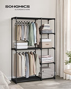 SONGMICS Portable Closet, Freestanding Closet Organizer, Clothes Rack with Shelves, Hanging Rods, Storage Organizer, for Cloakroom, Bedroom, 48.8 x 16.9 x 71.7 Inches, Black URYG026B02 - size: 48.8"L x 16.9"W x 71.7"H
