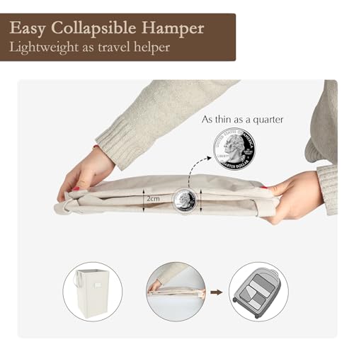 MCleanPin 210L Laundry Hamper Collapsible with 2 Washable Laundry Bags, Dirty Clothes Hamper,Laundry Basket with Handles Foldable Hamper Dorm Laundry Basket for College (Cream White) - color: Cream White