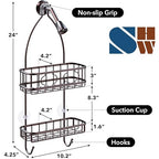 Simple Houseware Bathroom Hanging Shower Head Caddy Organizer, Bronze (22 x 10.2 x 4.2 inches) - color: Bronze, size: Medium