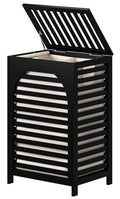 Laundry Hamper, 22.5 Gallon (85L) Bamboo Wood Clothes Laundry Basket with Lid and Handles, Removable Liner (Black, Large) - color: Black, size: Large
