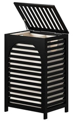 Laundry Hamper, 22.5 Gallon (85L) Bamboo Wood Clothes Laundry Basket with Lid and Handles, Removable Liner (Black, Large) - color: Black, size: Large
