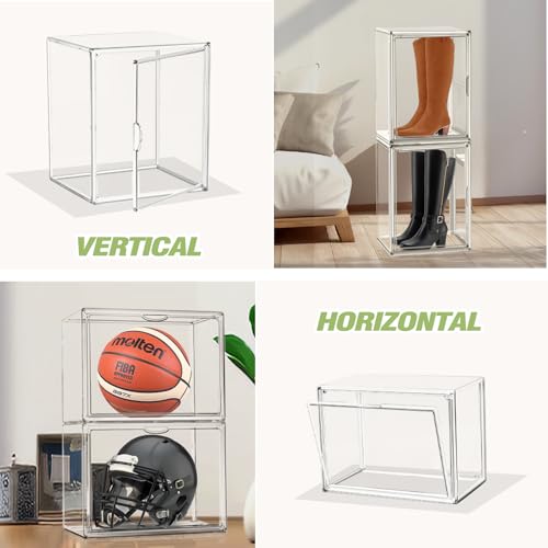 XXX-Large Extra Large Acrylic Display Case 17''x13''x13'' Transparent Shoe Display Case Sneaker Bag Organizer Clear Stackable Boot & Shoe Boxes Large Showcase for Helmet, Handbag, Figures Collectibles - color: Clear, size: XXX-Large