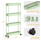 SPACELEAD Slim Storage Cart 4 Tier,Bathroom Organizer Rolling Utility,Mobile Shelving Unit Slide Out for Office, Kitchen, Laundry Room & Narrow Places，Green - color: Green