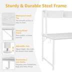 DLisiting White Computer Desk with Hutch & Drawers - 47 Inch Modern Study Writing Office Desk with 3 Storage Drawers and Power Outlets for Bedroom Home Office - color: White