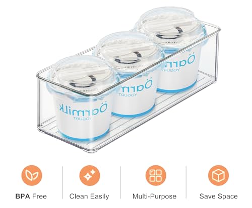 Heyuzb 4 PACK Freezer Organizer Bins Clear Stackable Storage Bins for Fridge Organization and Storage - size: 4 PACK