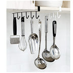 Cup Holder Under Cupboard,Kitchen Under Cabinet Utensils Hanging Hooks Rack, Drilling Free Cabinet Door Hanging Hook Rack,6 Hooks Kitchen Storage Utensil Organizer Hook Rack,2 Pack (Black) - color: Black 2pcs