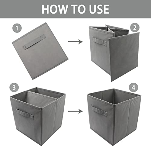 EBIGIC storage bins collapsible storage bins,cube storage organizer (Pack of 6) 9*7.5*7.5inch,For home and office Collapsible Closet Shelf Organizers, Drawer Organizers (Grey) - color: Grey 6Pack, size: 9”x 7.5”x 7.5”